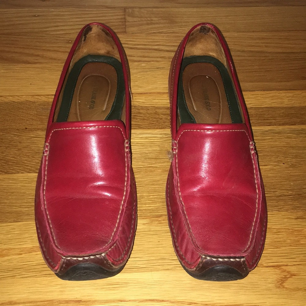 Women’s red loafers/driving mocs